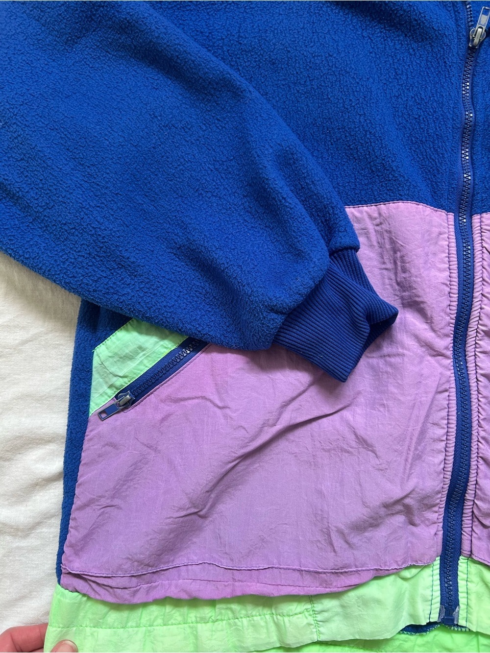 Vintage Women’s Colorblock Fleece Jacket in Blue, Purple, Mint - Picture 6 of 6